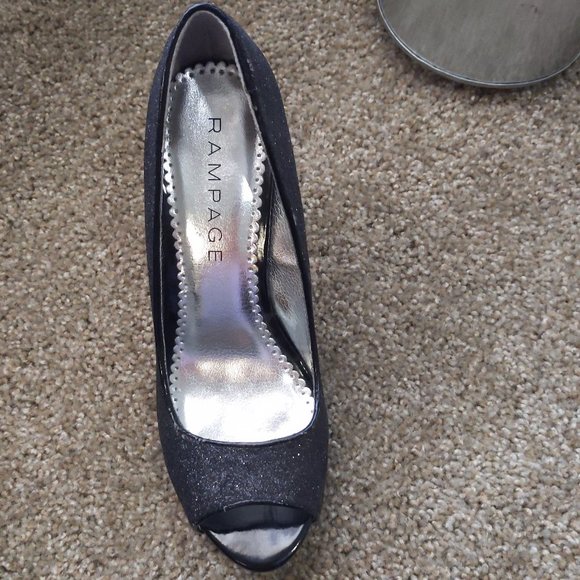 Rampage black glitter peep-toe heels - Picture 2 of 4